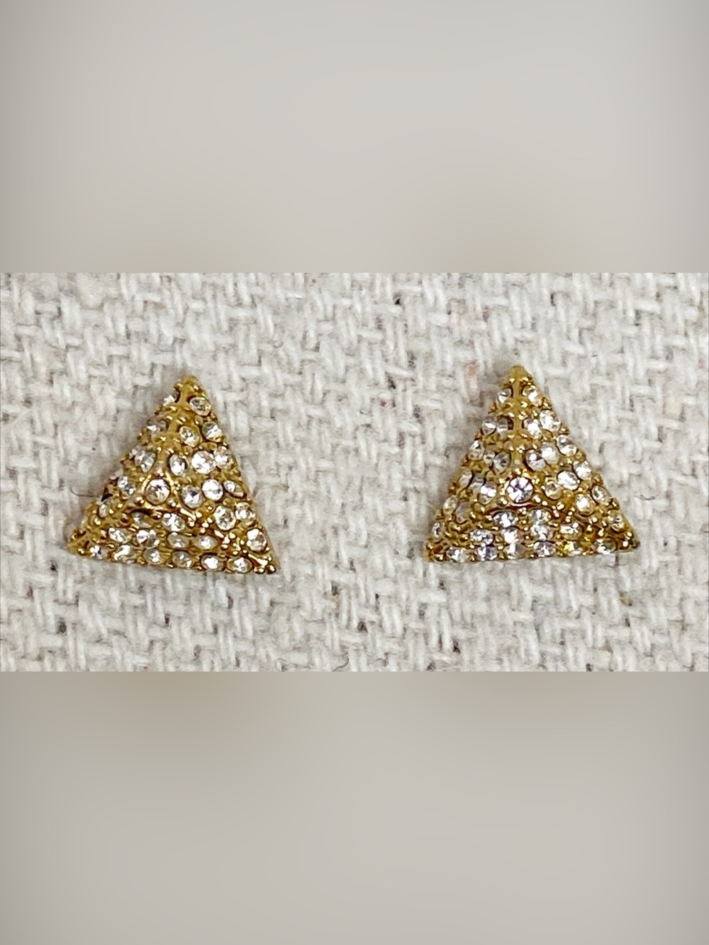 Stella & Dot Gold Triangle PavΓ© Stud Earrings